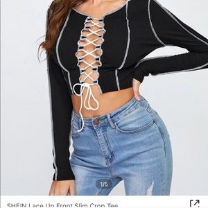 lace up front crop top